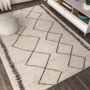 JONATHAN Y MOH203A-8 Zaina Moroccan Beni Souk Indoor Farmhouse Area-Rug Bohemian Minimalistic Geometric Easy-Cleaning Bedroom Kitchen Living Room Non Shedding, 8 X 10, Cream,Black