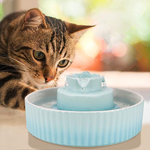 Cupcake Cat Water Fountain Porcelain, Pet Fountain for Dog and Cat, 3 Carbon Filters and 2 Water Pumps