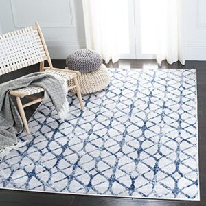 safavieh amelia collection 4' x 6' grey / navy ala792g geometric non-shedding living room bedroom accent rug