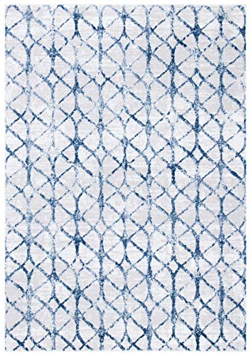 SAFAVIEH Amelia Collection 4' x 6' Grey / Navy ALA792G Geometric Non-Shedding Living Room Bedroom Accent Rug