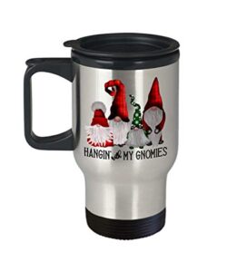 gnome travel mug hanging with my gnomies funny coffee christmas cup german scandinavian gnomes gift for men and women