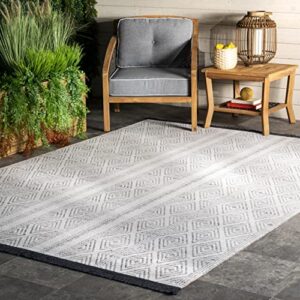 nuloom indoor/outdoor striped miriam area rug, 12' x 15', grey