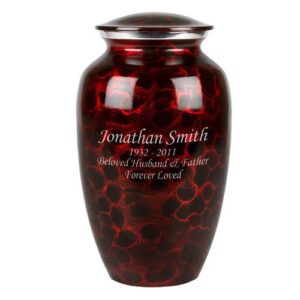 Perfect Memorials Custom Engraved Large Black Red Brushed Cremation Urn (200 Cu/in) - Elegant Aluminum Urn for Human Ashes/Durable & Secure/Display at Home/A Beautiful Tribute to Your Loved One