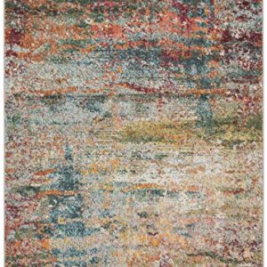 SAFAVIEH Monaco Collection 2'2" x 4' Teal/Orange MNC262M Modern Boho Abstract Non-Shedding Living Room Bedroom Accent Rug