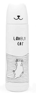 difflife cute water bottle for school, vacuum insulated stainless steel thermos mug，2019 new cute animals insulation bottle (white cat) (yunda)