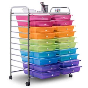 happygrill 20-drawer organizer cart tools, office school paper organizer rolling storage cart with wheel