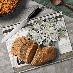 CounterArt Vintage Farmhouse 3mm Heat Tolerant Tempered Glass Cutting Board 10” x 8” Manufactured in the USA Dishwasher Safe