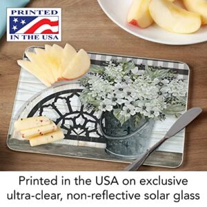 CounterArt Vintage Farmhouse 3mm Heat Tolerant Tempered Glass Cutting Board 10” x 8” Manufactured in the USA Dishwasher Safe