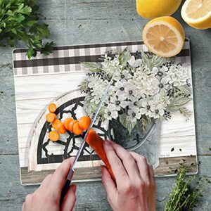 CounterArt Vintage Farmhouse 3mm Heat Tolerant Tempered Glass Cutting Board 10” x 8” Manufactured in the USA Dishwasher Safe