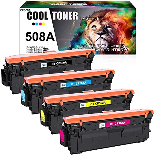 Cool Toner Compatible Toner Cartridge Replacement for HP 508A 508X CF360X CF360A Work with Color Enterprise M553dn M577 M553 CF361A CF362A CF363A Printer Ink (Black Cyan Yellow Magenta 4Pack)