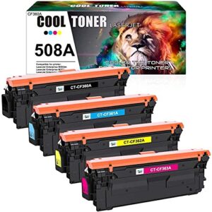 cool toner compatible toner cartridge replacement for hp 508a 508x cf360x cf360a work with color enterprise m553dn m577 m553 cf361a cf362a cf363a printer ink (black cyan yellow magenta 4pack)