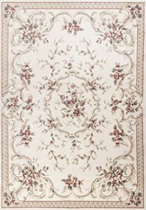 new home classic floral 7'10 x 9'10 area rug in ivory