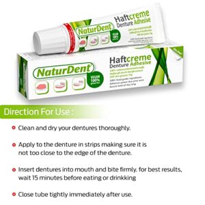 NaturDent Natural Denture Adhesive | Holds Dentures Longer and Stronger with NO Yucky Taste NO Zinc NO Paraben | Smile and Eat with Confidence | Gifts for Anyone with Dentures (2 Tubes)