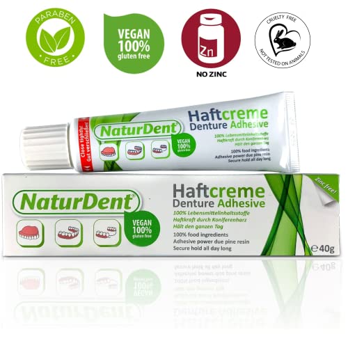 NaturDent Natural Denture Adhesive | Holds Dentures Longer and Stronger with NO Yucky Taste NO Zinc NO Paraben | Smile and Eat with Confidence | Gifts for Anyone with Dentures (2 Tubes)