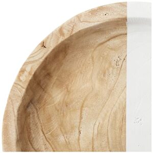 Mud Pie Paulownia Round Tray Set, small 14" dia | large 16" dia, White