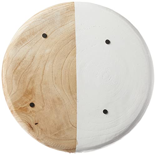 Mud Pie Paulownia Round Tray Set, small 14" dia | large 16" dia, White