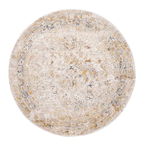 nuLOOM Shaunte Vintage Speckled Area Rug, 5' Round, Gold