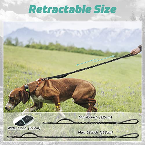 rabbitgoo Tactical Dog Leash, Bungee Dog Training Leash with Shock Absorption, Military Dog Leash with 2 Padded Control Handles for Medium Large Dogs, 4-5.2FT