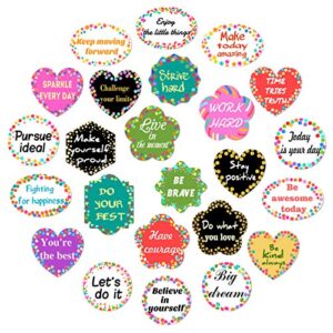 stobok 24pcs confetti positive sayings accents,9 inches x 9 inches removable back to school sign stickers with adhesive tape for classroom,kids home encouragement decoration