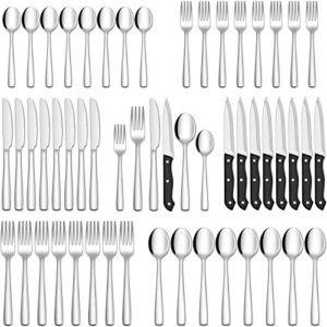 Hiware 72-Piece Silverware Set for 12, Stainless Steel Flatware Cutlery Set For Home Kitchen Restaurant Hotel, Mirror Polished, Dishwasher Safe