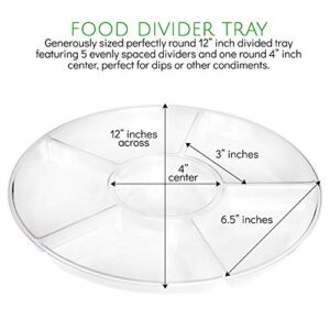 PLASTICPRO 6 Sectional Round Plastic Serving Tray/Platters Clear Pack of 2