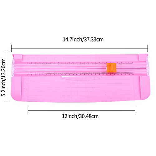 Portable Paper Cutter Guillotine Paper Trimmer Scrapbooking with Security Safeguard for Standard Cutting of A2 A3 A4 A5 Paper, Photos or Labels - Pink