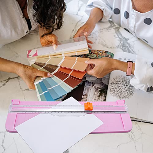 Portable Paper Cutter Guillotine Paper Trimmer Scrapbooking with Security Safeguard for Standard Cutting of A2 A3 A4 A5 Paper, Photos or Labels - Pink