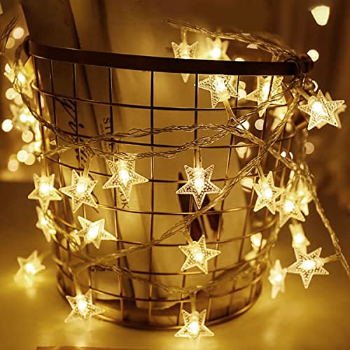 Fairy Lights, Star Stirng Lights 34 FT 100 LED, Indoor Twinkle Lights with 8 Modes, USB Hanging Wall Lights with Remote Control, Wedding Bedroom Party Christmas Decorations (Warm White)