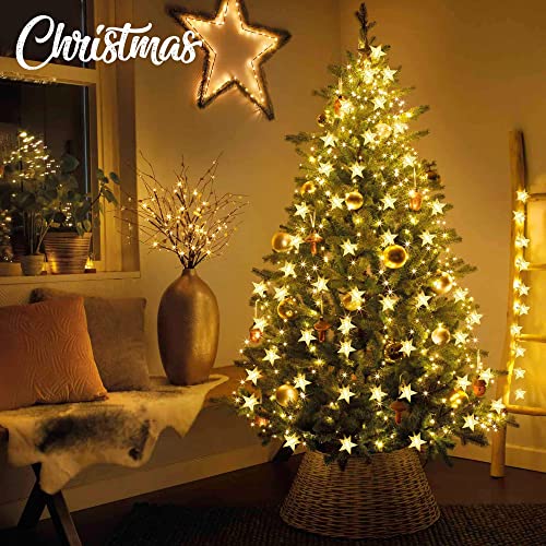 Fairy Lights, Star Stirng Lights 34 FT 100 LED, Indoor Twinkle Lights with 8 Modes, USB Hanging Wall Lights with Remote Control, Wedding Bedroom Party Christmas Decorations (Warm White)