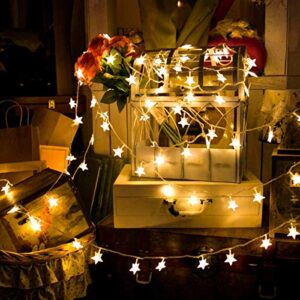 Fairy Lights, Star Stirng Lights 34 FT 100 LED, Indoor Twinkle Lights with 8 Modes, USB Hanging Wall Lights with Remote Control, Wedding Bedroom Party Christmas Decorations (Warm White)