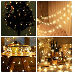 Fairy Lights, Star Stirng Lights 34 FT 100 LED, Indoor Twinkle Lights with 8 Modes, USB Hanging Wall Lights with Remote Control, Wedding Bedroom Party Christmas Decorations (Warm White)