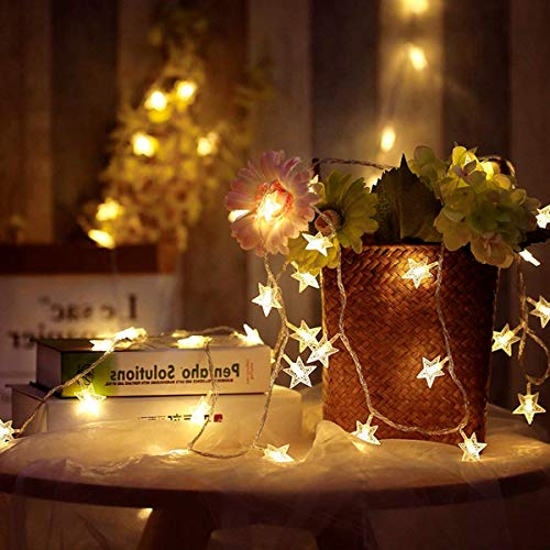 Fairy Lights, Star Stirng Lights 34 FT 100 LED, Indoor Twinkle Lights with 8 Modes, USB Hanging Wall Lights with Remote Control, Wedding Bedroom Party Christmas Decorations (Warm White)