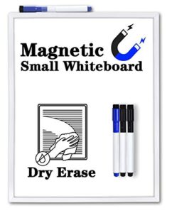 small white board(11 x 14 inches), browill magnetic dry erase whiteboard board with 4 dry erase markers for to do list, refrigerator, locker, office door, wall - with hook