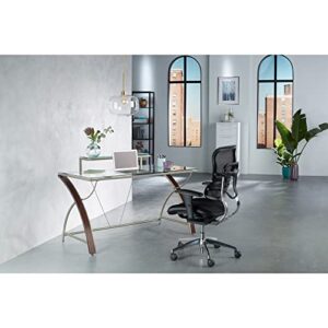 Realspace® - Desk - Axley 55" W Glass Computer Desk - Laminate - Laminate - 58.5" x 30" x 5.27" - Cherry/silver