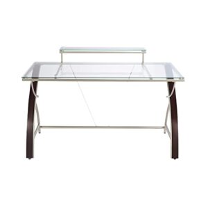 Realspace® - Desk - Axley 55" W Glass Computer Desk - Laminate - Laminate - 58.5" x 30" x 5.27" - Cherry/silver