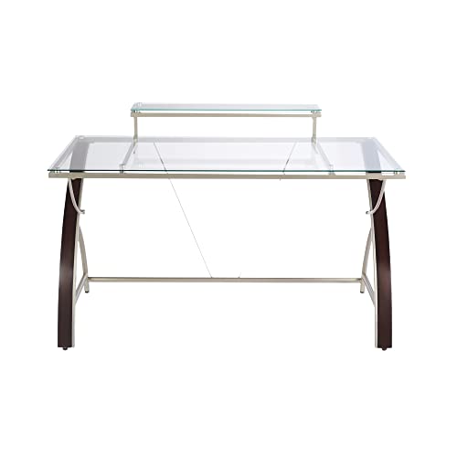 Realspace® - Desk - Axley 55" W Glass Computer Desk - Laminate - Laminate - 58.5" x 30" x 5.27" - Cherry/silver