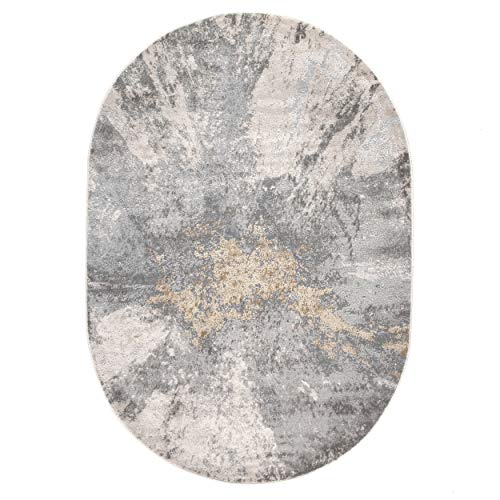 nuLOOM Cyn Abstract Area Rug, 6' 7" x 9' Oval, Silver