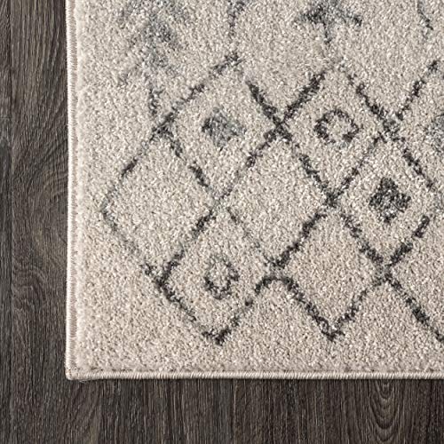 JONATHAN Y MOH210A-8 Ziri Moroccan Geometric Indoor Farmhouse Area-Rug Bohemian Minimalistic Easy-Cleaning Bedroom Kitchen Living Room Non Shedding, 8 X 10, Cream,Gray