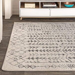 JONATHAN Y MOH210A-8 Ziri Moroccan Geometric Indoor Farmhouse Area-Rug Bohemian Minimalistic Easy-Cleaning Bedroom Kitchen Living Room Non Shedding, 8 X 10, Cream,Gray