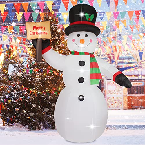 ASTEROUTDOOR 8ft Christmas Inflatable Decorations Built-in LED Outdoor Yard Lawn Lighted for Holiday Season, Quick Air Inflated, 8 Feet High, Snowman w/Board