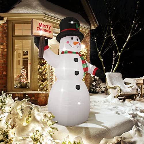 ASTEROUTDOOR 8ft Christmas Inflatable Decorations Built-in LED Outdoor Yard Lawn Lighted for Holiday Season, Quick Air Inflated, 8 Feet High, Snowman w/Board