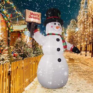 ASTEROUTDOOR 8ft Christmas Inflatable Decorations Built-in LED Outdoor Yard Lawn Lighted for Holiday Season, Quick Air Inflated, 8 Feet High, Snowman w/Board