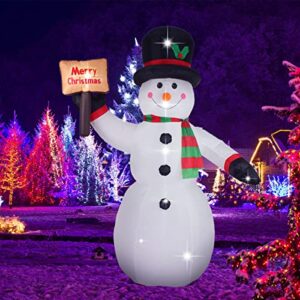 ASTEROUTDOOR 8ft Christmas Inflatable Decorations Built-in LED Outdoor Yard Lawn Lighted for Holiday Season, Quick Air Inflated, 8 Feet High, Snowman w/Board