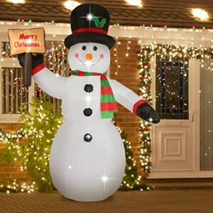 ASTEROUTDOOR 8ft Christmas Inflatable Decorations Built-in LED Outdoor Yard Lawn Lighted for Holiday Season, Quick Air Inflated, 8 Feet High, Snowman w/Board