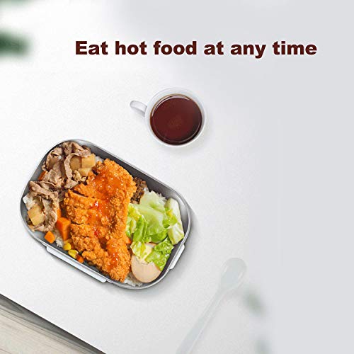 Electric Lunch Box for Car and Home 110V & 12V 40W - Removable Stainless Steel Portable Food Grade Material Warmer Heater - with 2 in 1 Fork & Spoon