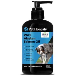 pethonesty wild alaskan salmon oil for dogs - omega-3 for dogs - pet supplement - epa + dha fatty acids, helps with sensitive skin and normal shedding - supports joints, brain & heart health - 32oz