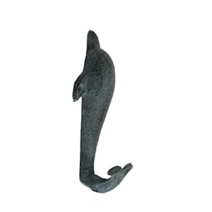 Zeckos Set of 3 Colorful Coastal Cast Iron Dolphin Decorative Wall Hooks Ocean Décor 5 inches High