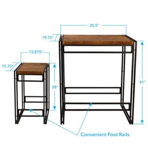 Atlantic Urban Dining Set, Bar Height Table and 2 Stools, 3 Piece Set. Woodgrain & Black PN 82008132