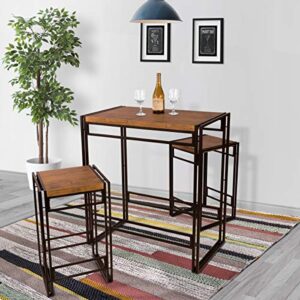 Atlantic Urban Dining Set, Bar Height Table and 2 Stools, 3 Piece Set. Woodgrain & Black PN 82008132