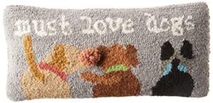 mud pie must love dogs hook pillow, 1 count (pack of 1), gray